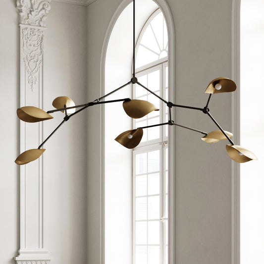 Stingray Chandelier. Brass w/ Rods - In-Stock