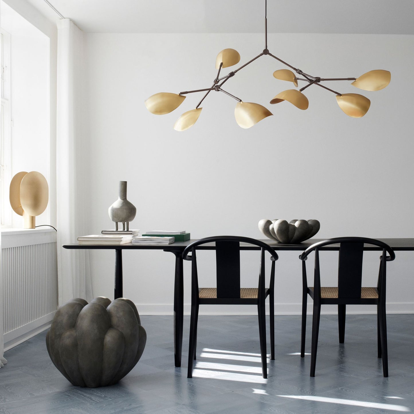 Stingray Chandelier. Brass w/ Rods - In-Stock